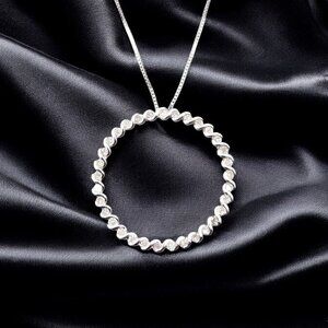 0.75 cttw Diamond Circle Pendant 925 Sterling Silver 18" Necklace